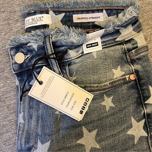 Judy Blue Star Print Cropped Jeans - Blue